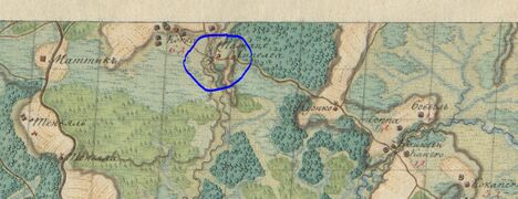 Korba veski 1805. a. Vene impeeriumi Estland kaardil