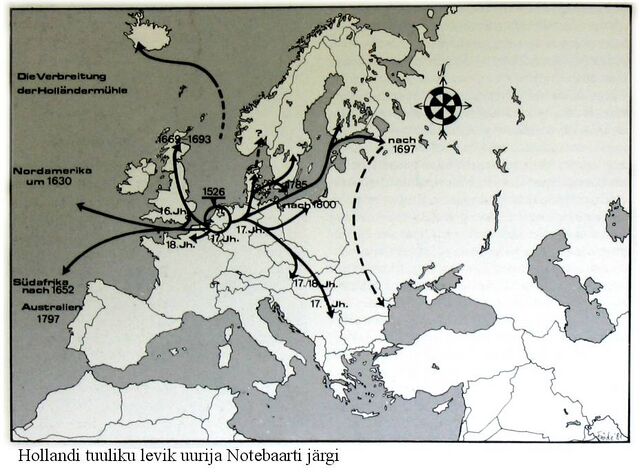 Hollandi-tüüpi tuulikute leviku kaart